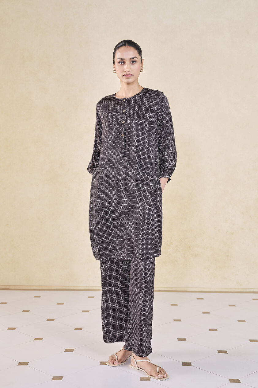 Gabbro Handcrafted Ajrakh Co-ord - Black, Black, image 1